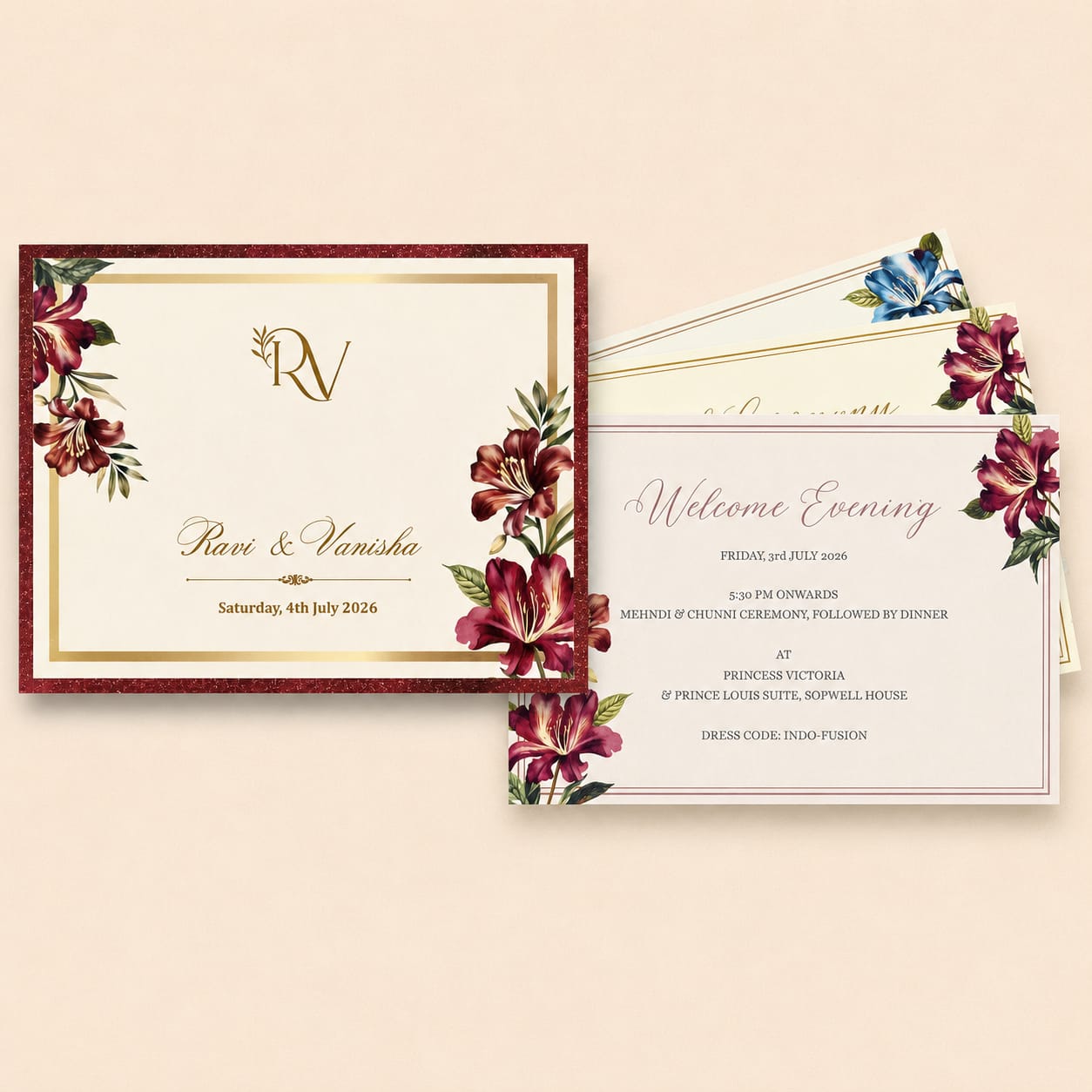 Designer Floral Handmade Paper Wedding Invitation | SS - 2004