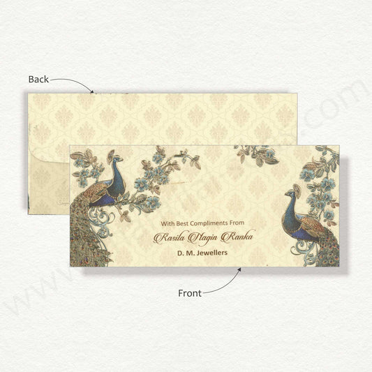 Beautiful Floral Cash Envelope With Peacock | G-43