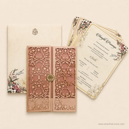 Laser Cut Rustic Floral Wedding Invitation | SS - 80158