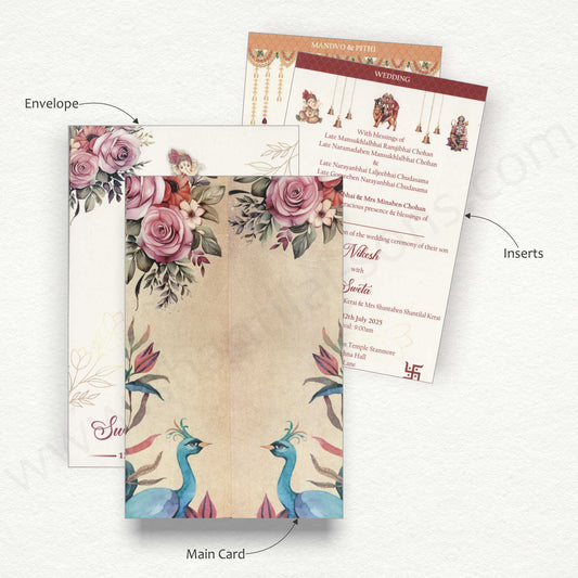 Designer Floral Wedding Invitation Card | SS -80154