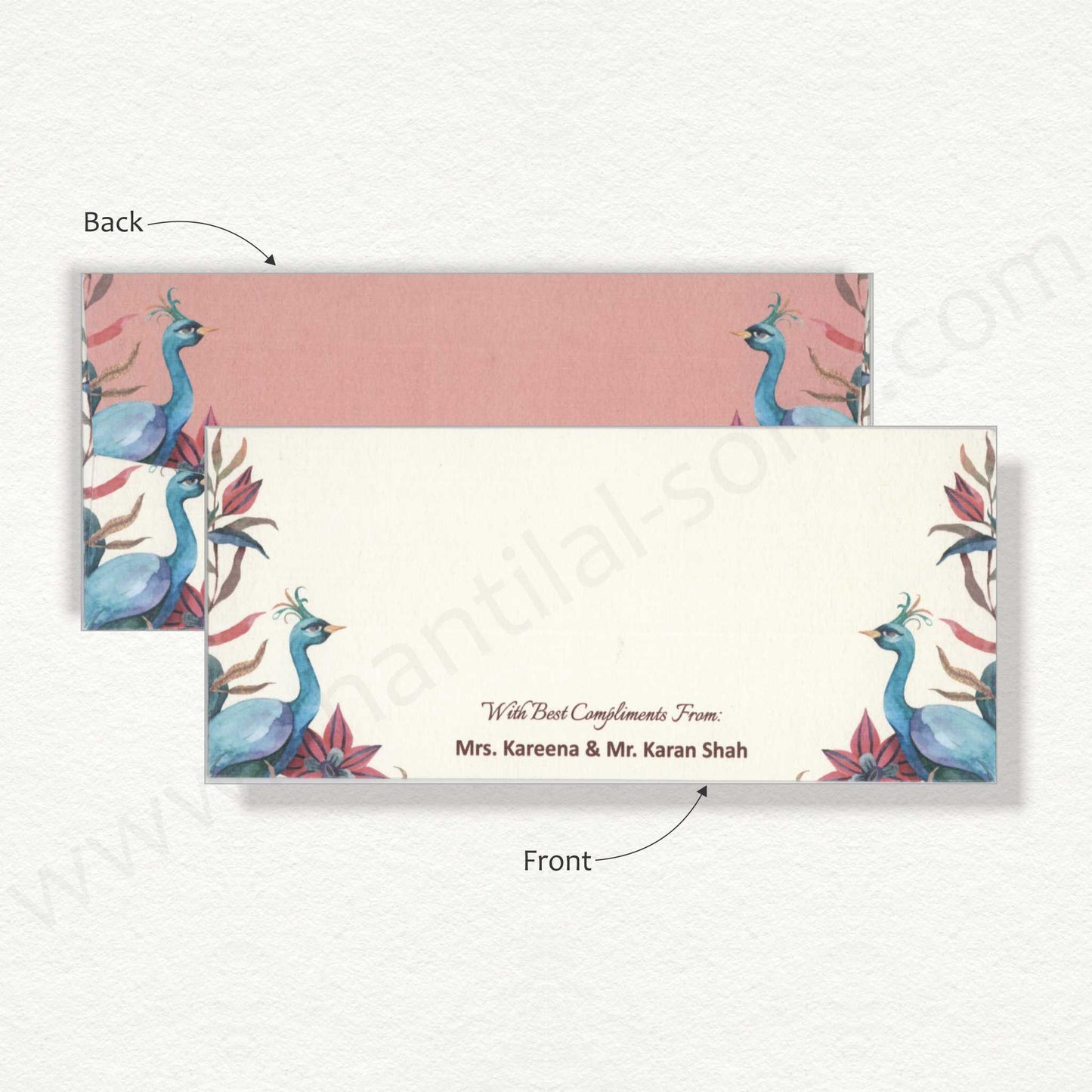 Beautiful Floral Peacock Cash Envelope | G-79