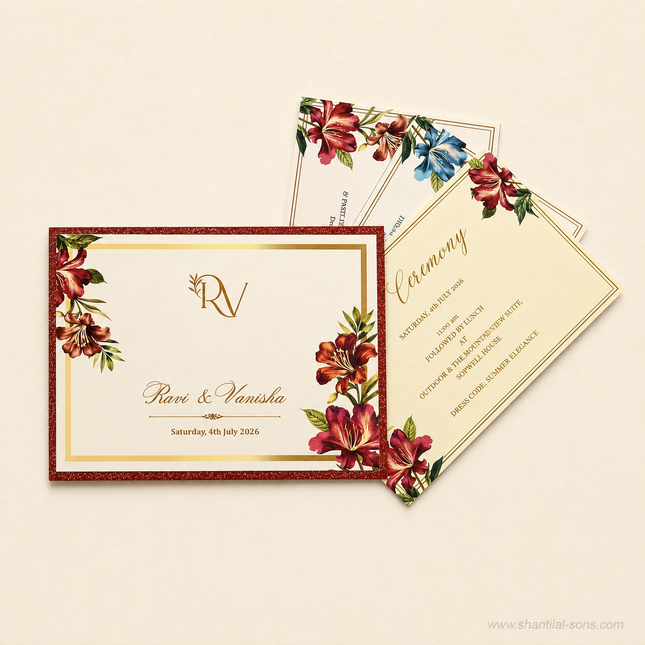 Luxury Lotus Gate Fold Wedding Invitation| SS- 2004