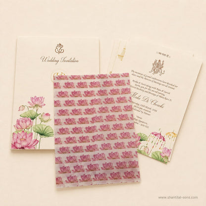 Watercolour Lotus Wedding Invitation |SS- 80174