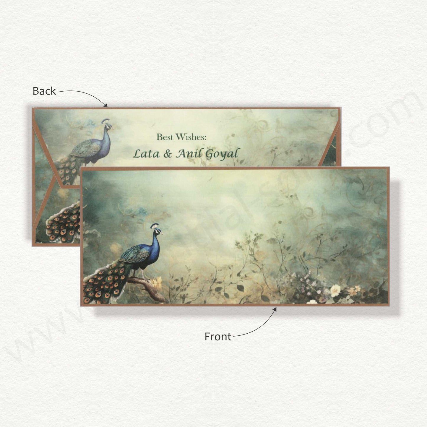 Designer Peacock Theme Cash Envelope | G-45