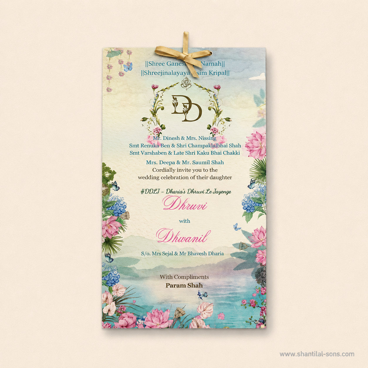 Pastel Lotus Wedding Invitation | SS-8210