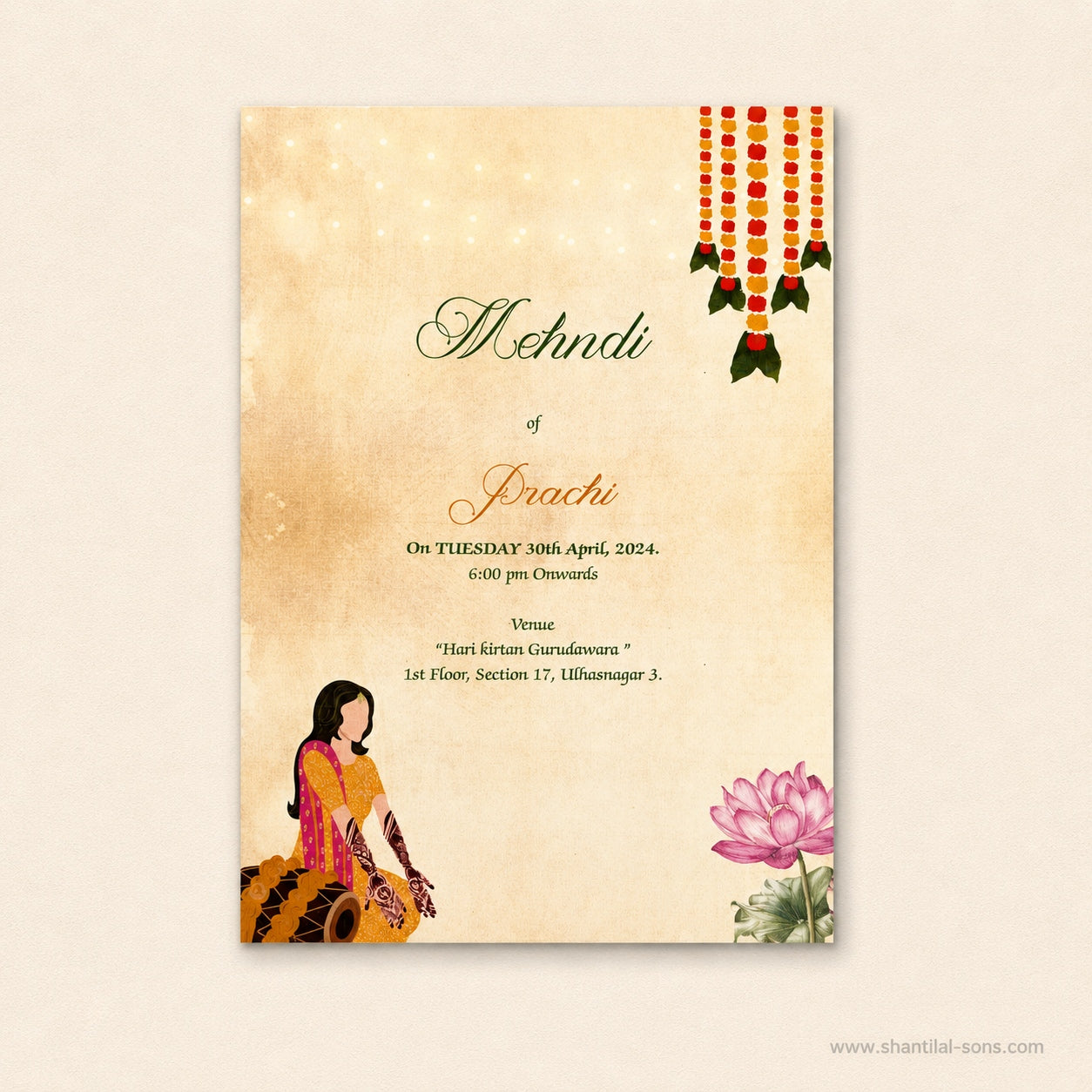 Vintage Lotus Wedding Invitation |SS-80179