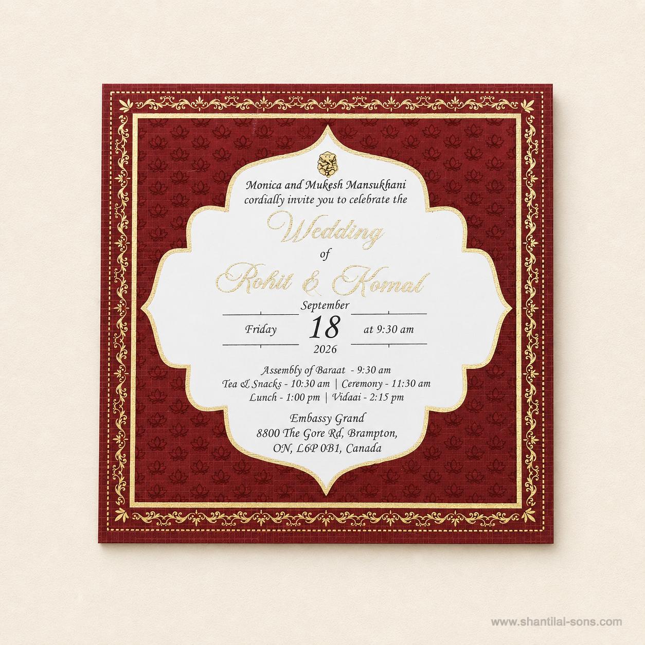 Heritage Lotus Wedding Invitation |SS-80184