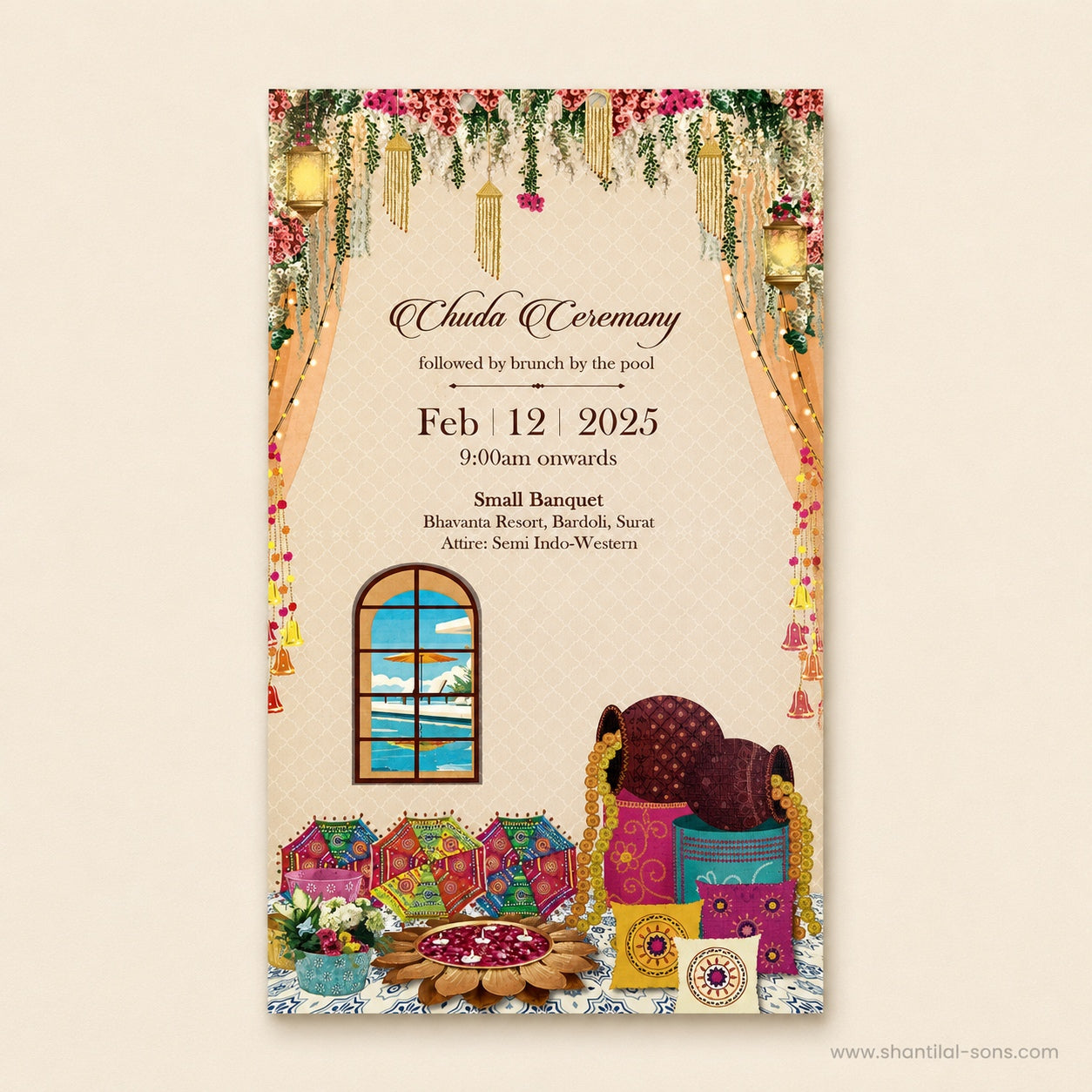 Pastel Floral Wedding Invitation Folder | SS-8142