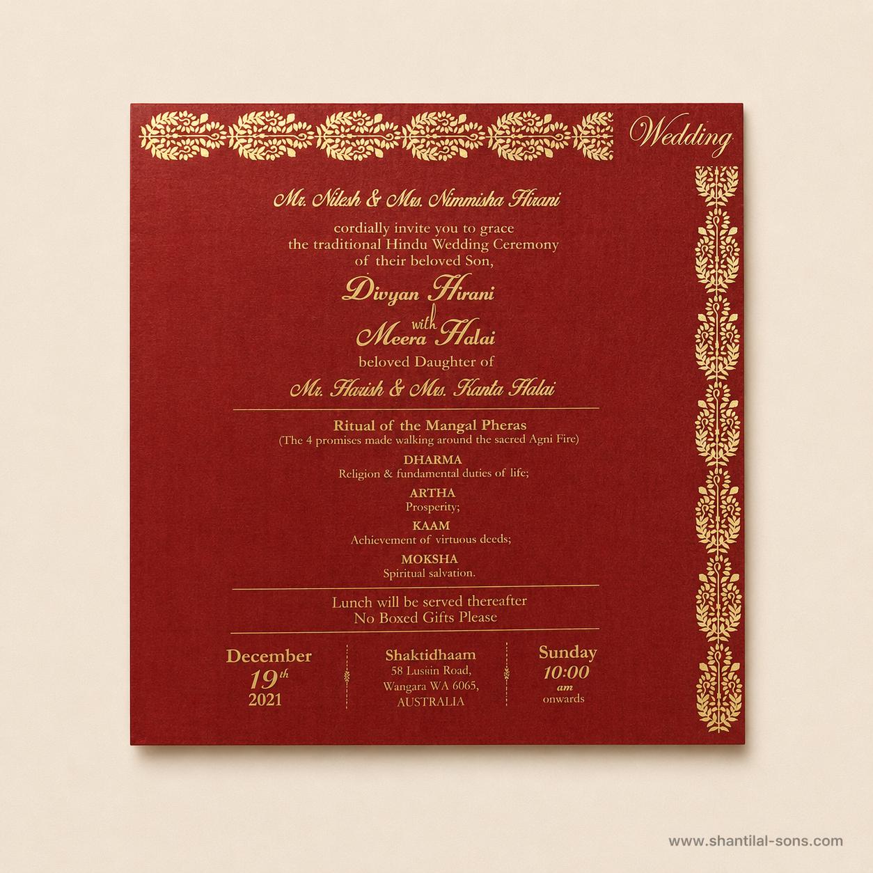 Royal Traditional Wedding Invitation |SS-8086