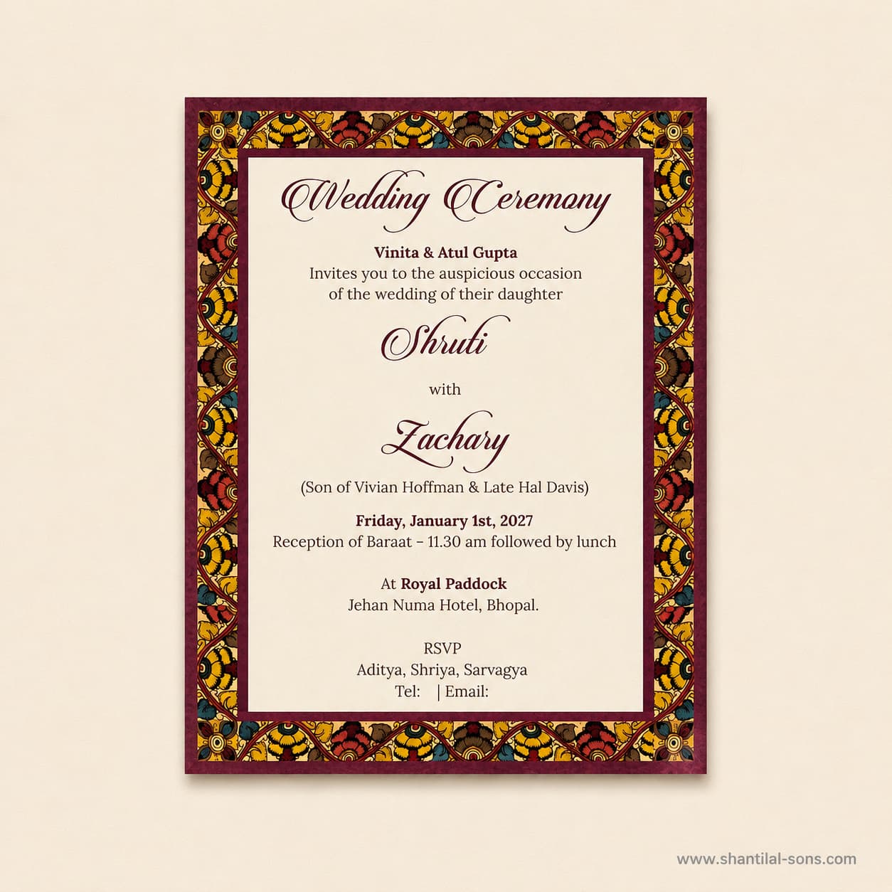 Heritage Folder Wedding Invitation |SS-2007