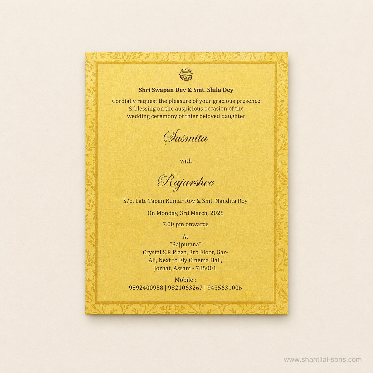 Folk Art Wedding Invitation Card |SS-8205