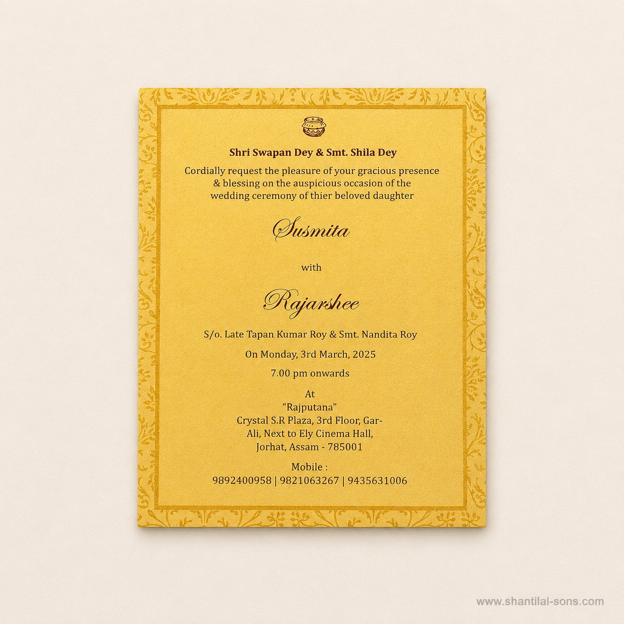 Folk Art Wedding Invitation Card |SS-8205