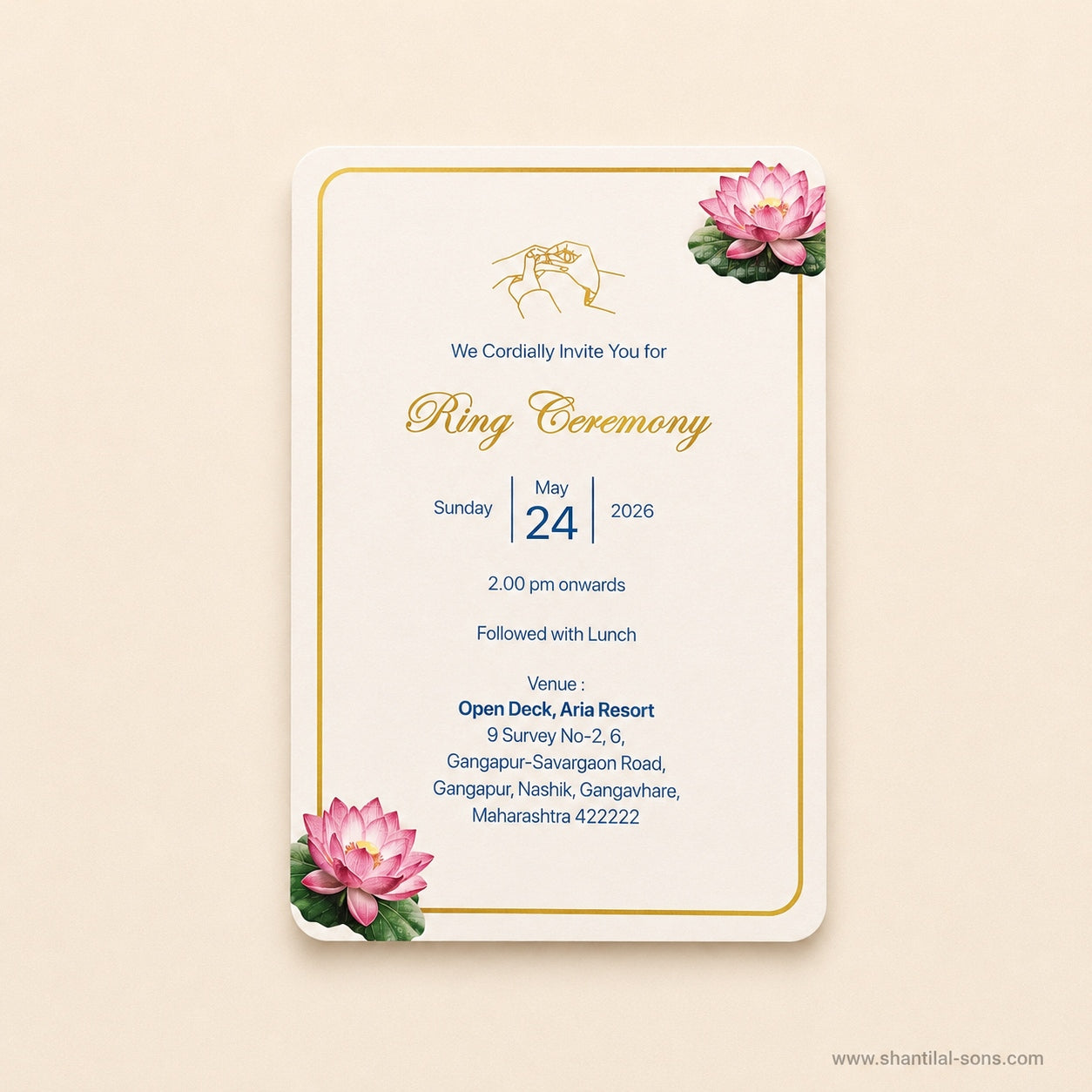 Lotus Floral Folder Wedding Invitation| SSS-80187