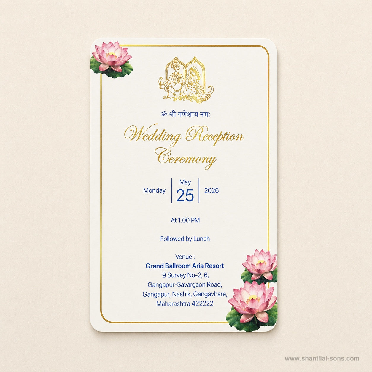 Lotus Floral Folder Wedding Invitation| SSS-80187