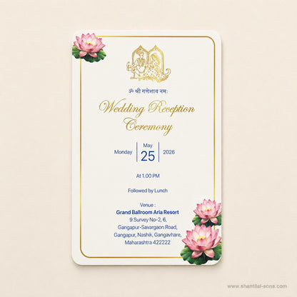 Lotus Floral Folder Wedding Invitation| SSS-80187