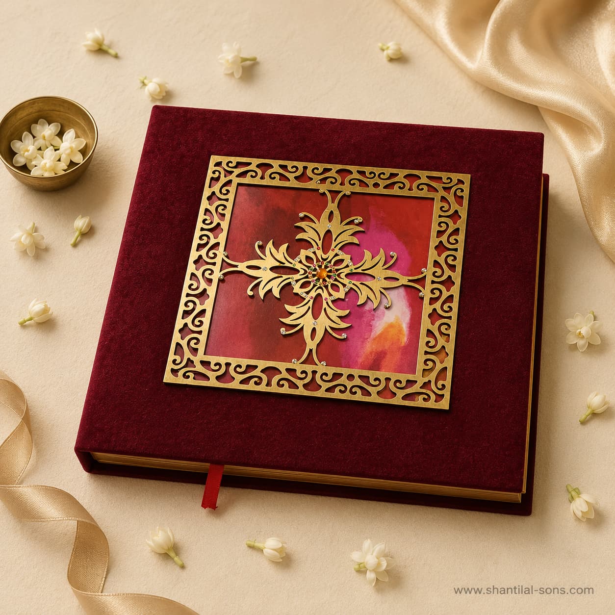 Traditional Cloth Wedding Invitation Box |SS-3520
