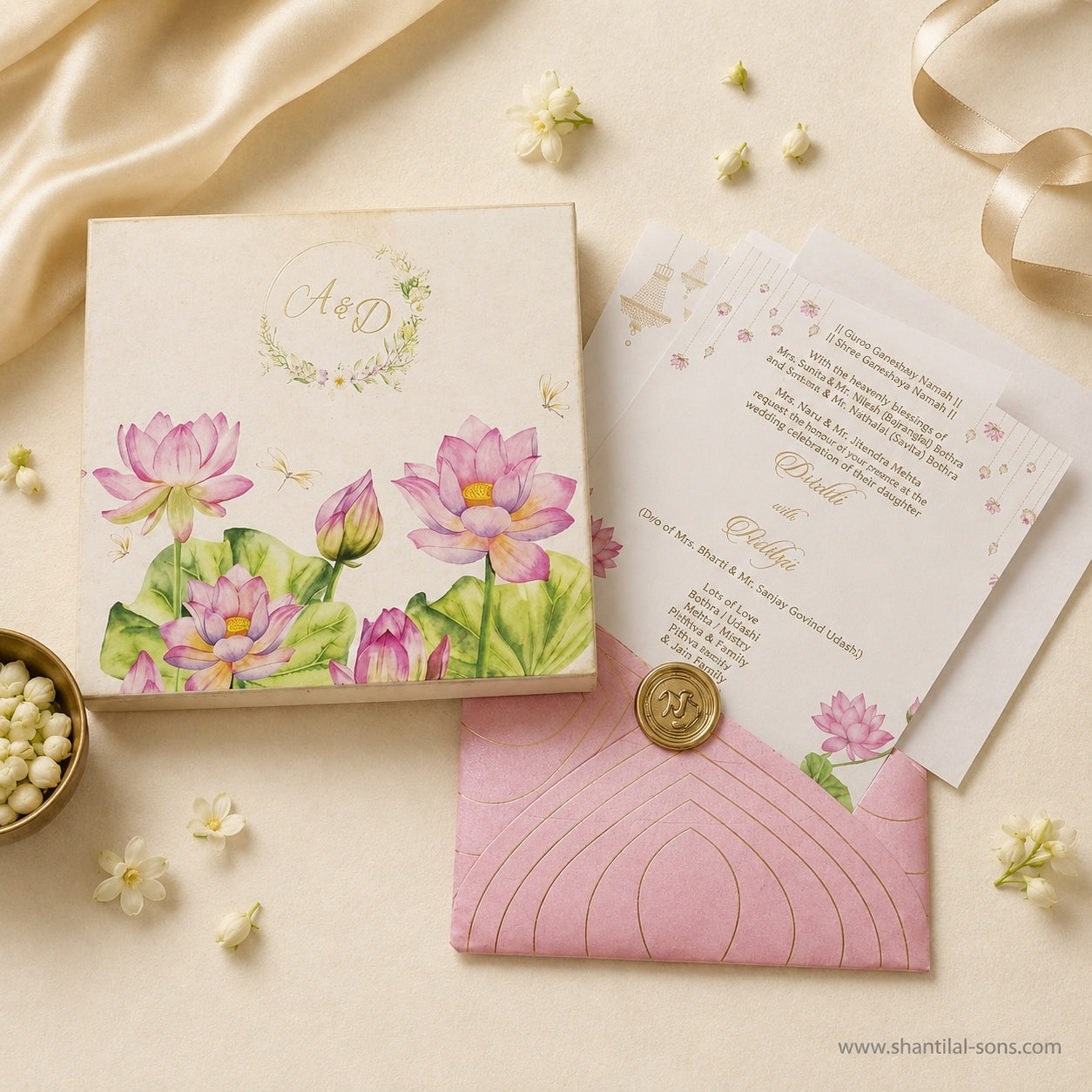 Lotus Floral Box Wedding Invitation | SS-3507