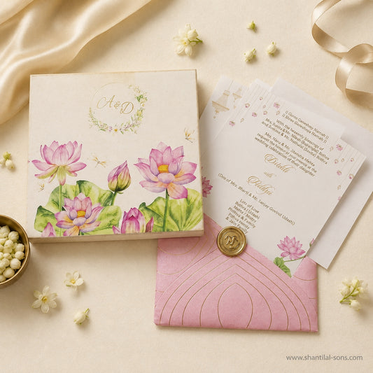 Lotus Floral Box Wedding Invitation | SS-3507