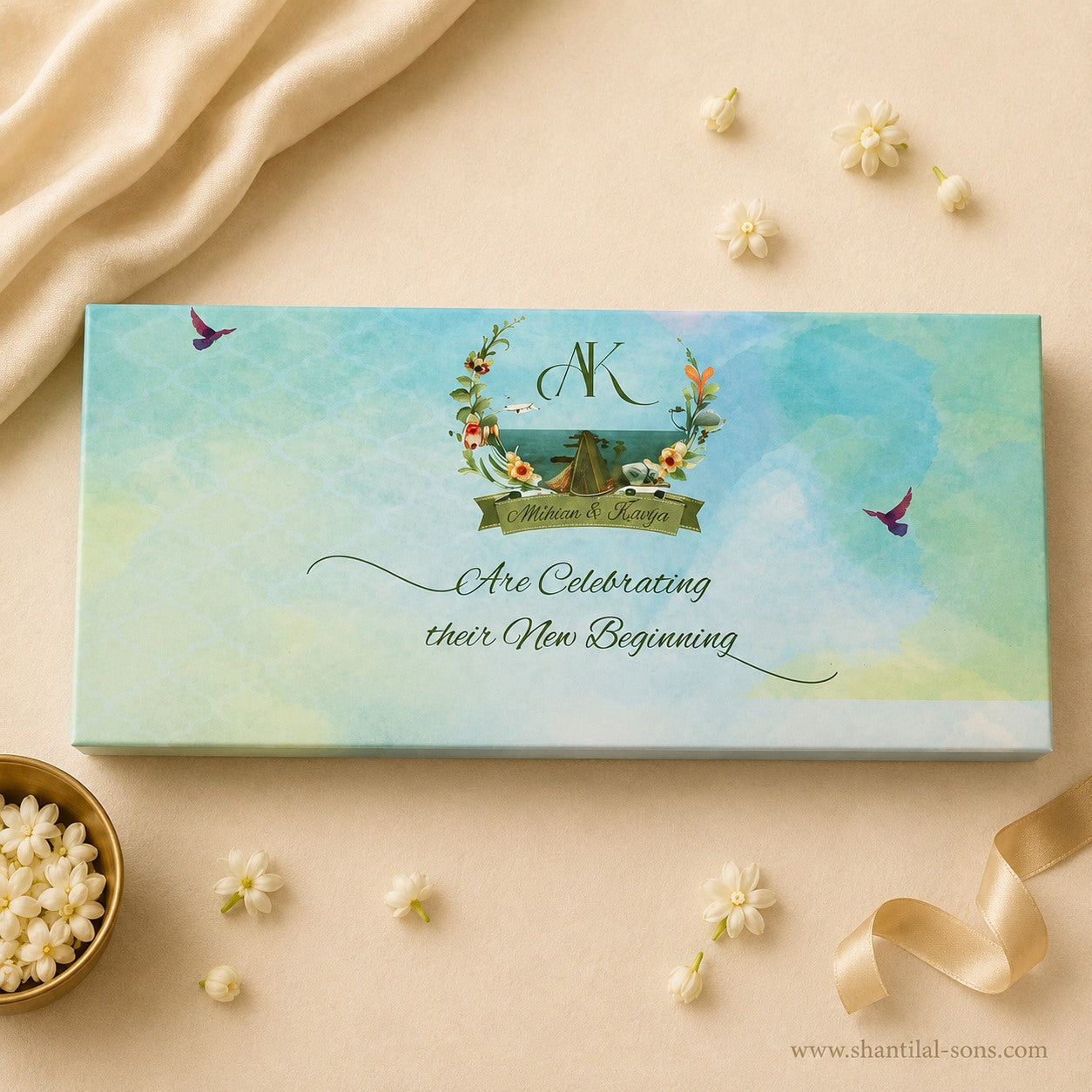 Pastel Scroll Wedding Invitation Box|SS-3510