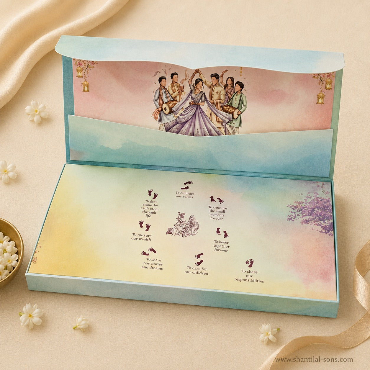Pastel Scroll Wedding Invitation Box|SS-3510