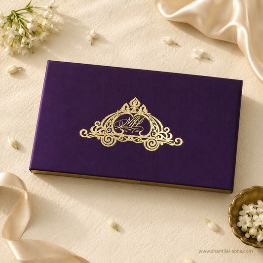 Royal Purple Cloth Wedding Invitation Box |ss-3517