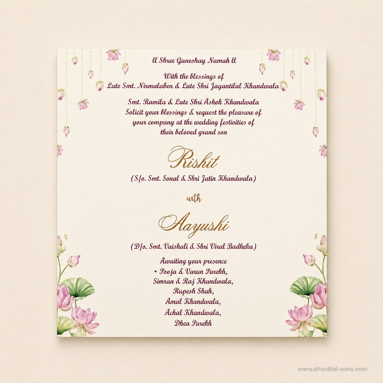 Lotus Floral Folder Wedding Invitation |SS-2021