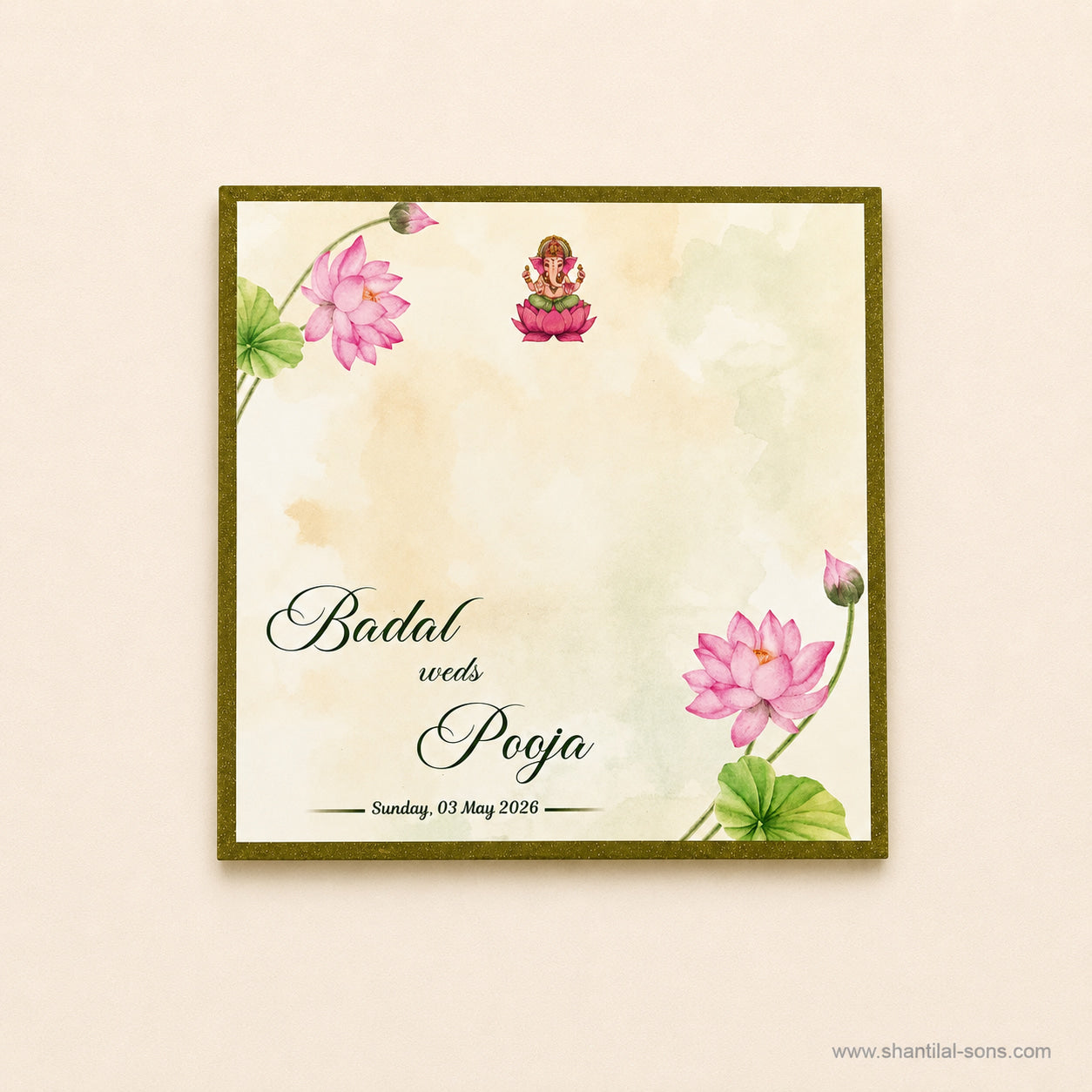 Watercolour Lotus Wedding Invitation |SS-2019