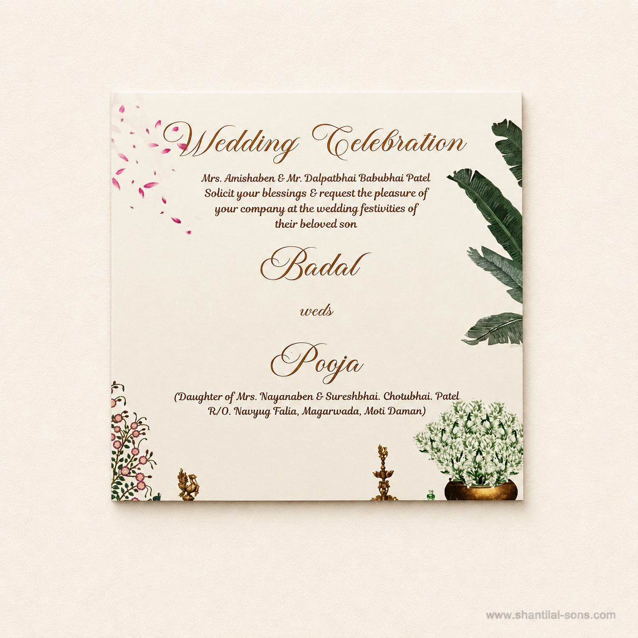 Watercolour Lotus Wedding Invitation |SS-2019