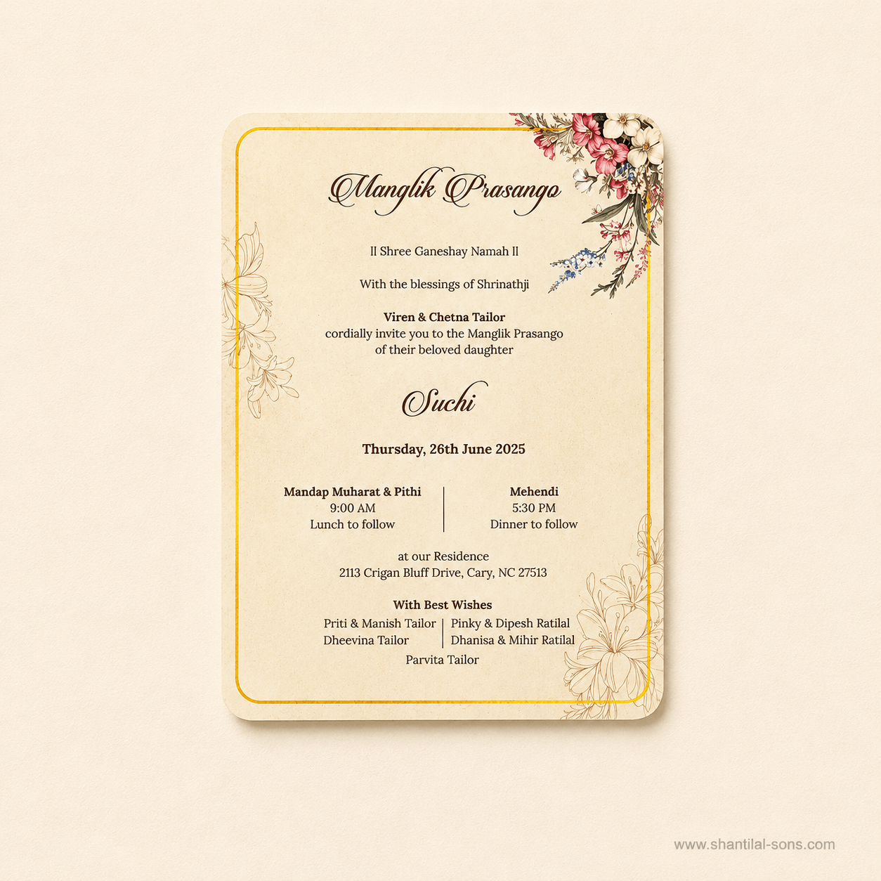 Laser Cut Floral Wedding Invitation |SS-80158