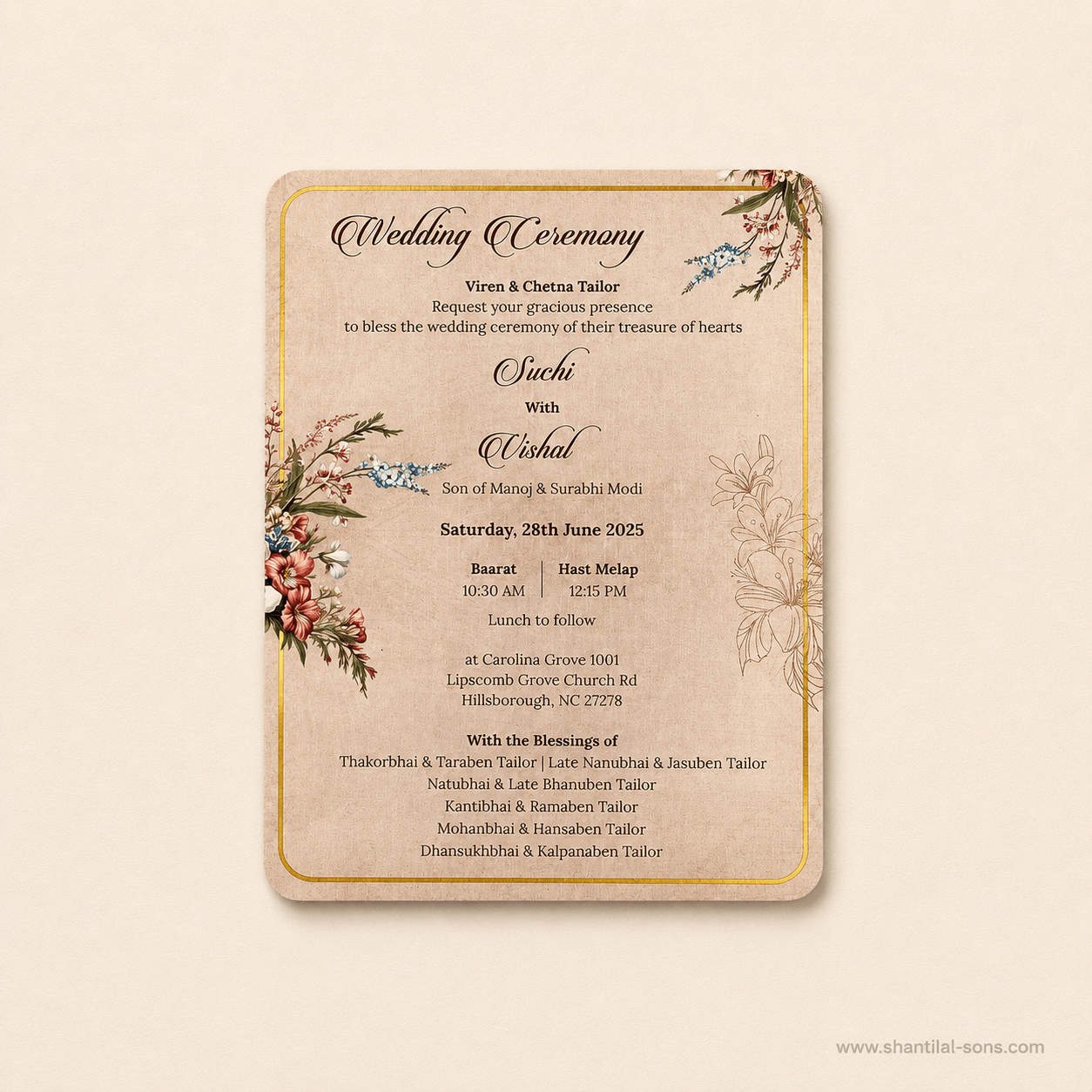 Laser Cut Floral Wedding Invitation |SS-80158