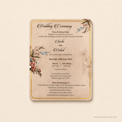 Laser Cut Floral Wedding Invitation |SS-80158