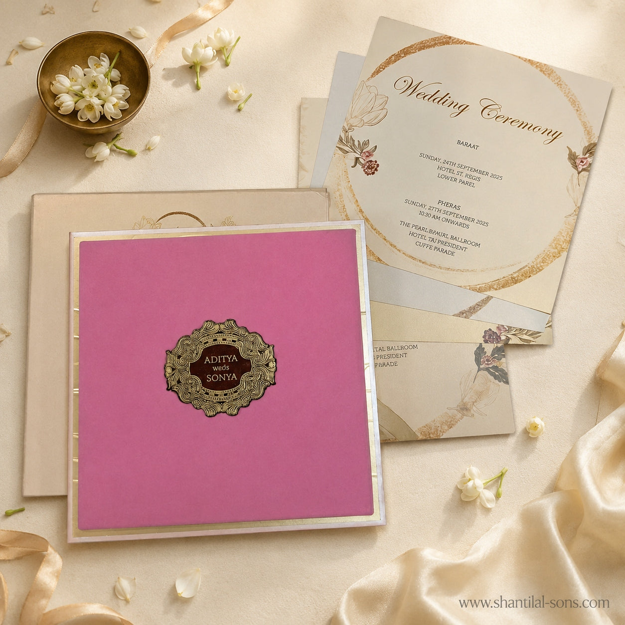 Luxury Blush Pink Wedding Invitation Folder |SS-3502