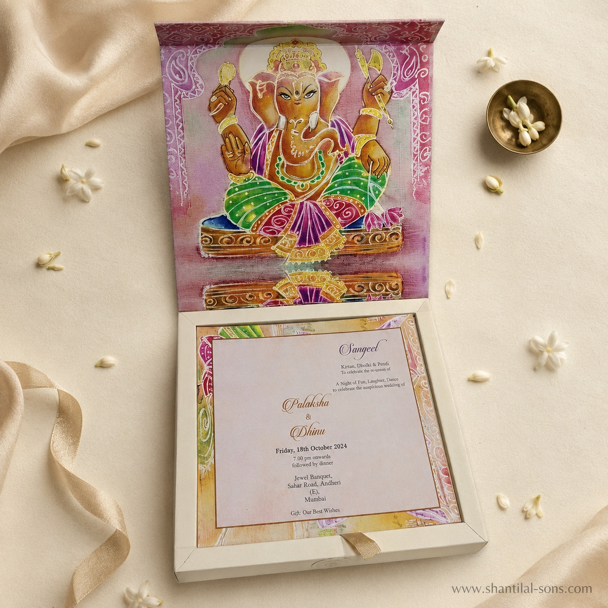 Luxury Pink Watercolour Box Wedding Invitation |SS-8094