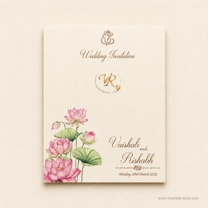Watercolour Lotus Wedding Invitation |SS- 80174