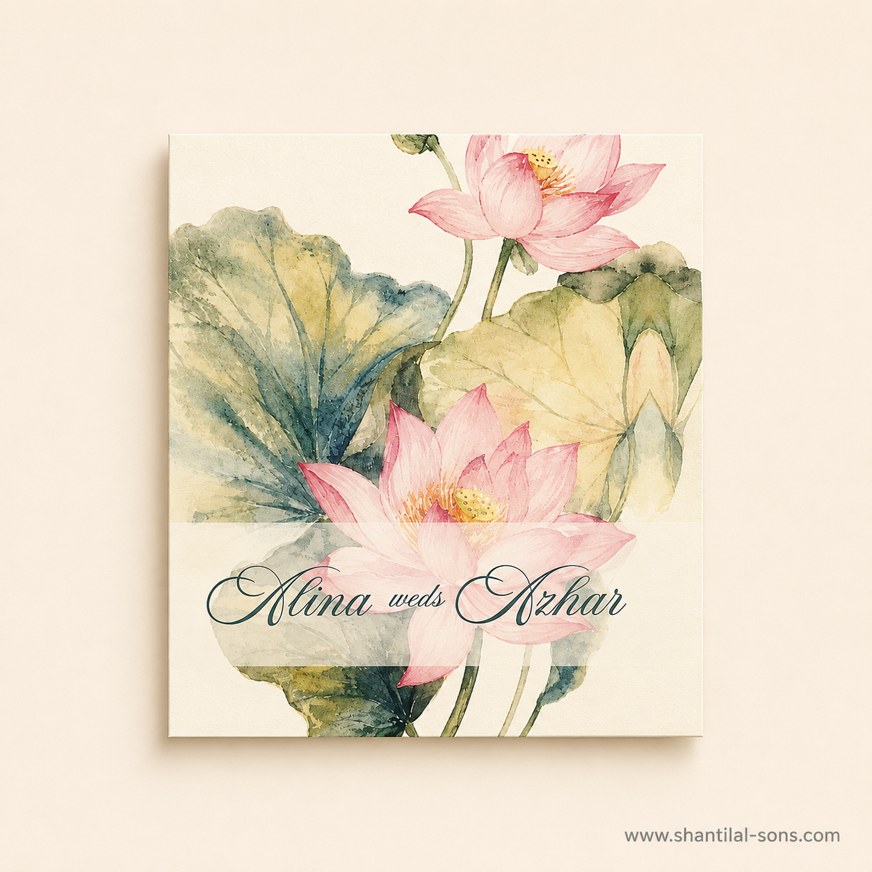 Watercolour Lotus Fold Wedding Invitation | SS- 2002