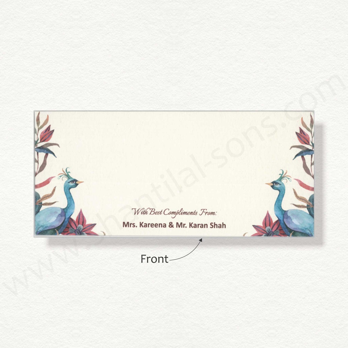 Beautiful Floral Peacock Cash Envelope | G-79