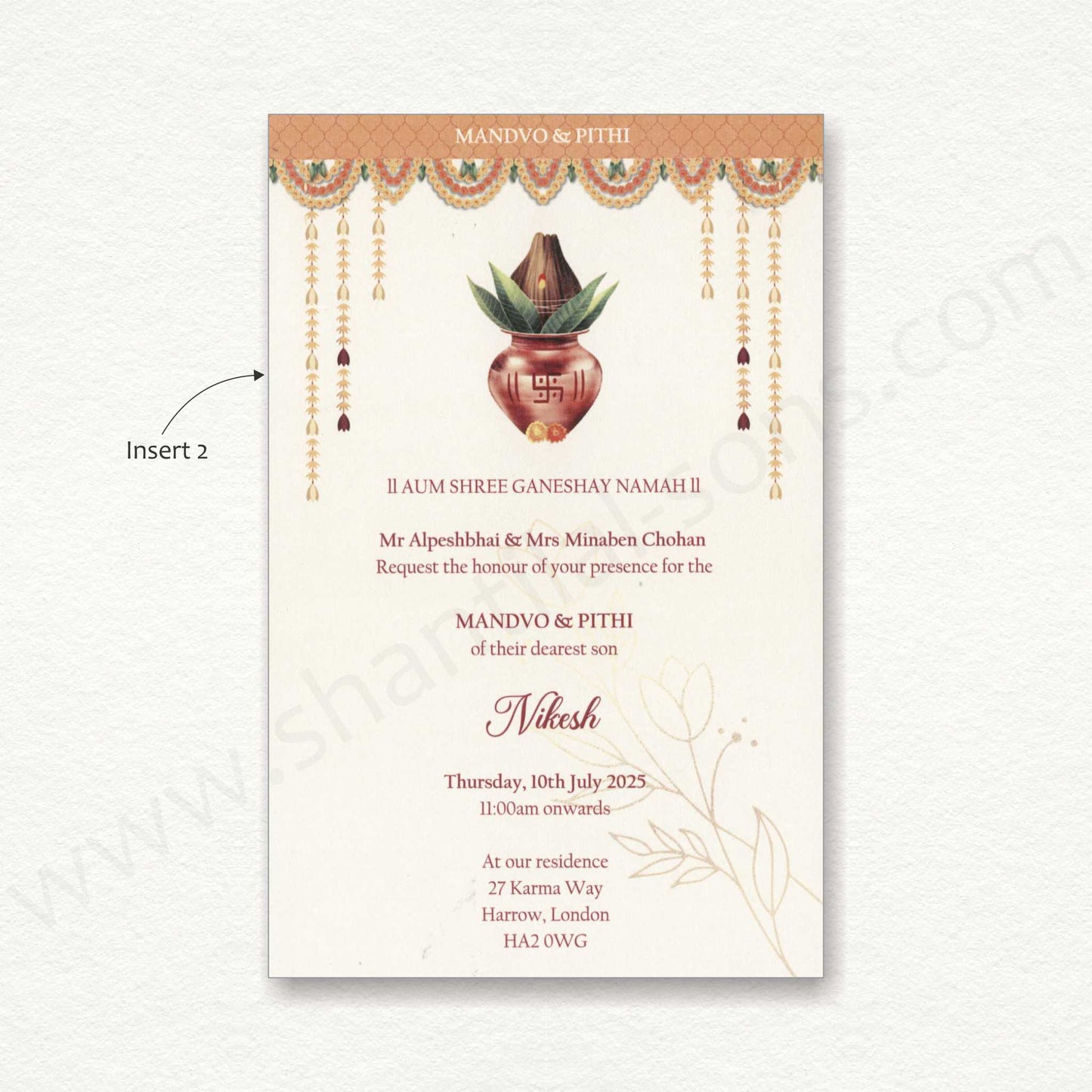 Designer Floral Wedding Invitation Card | SS -80154