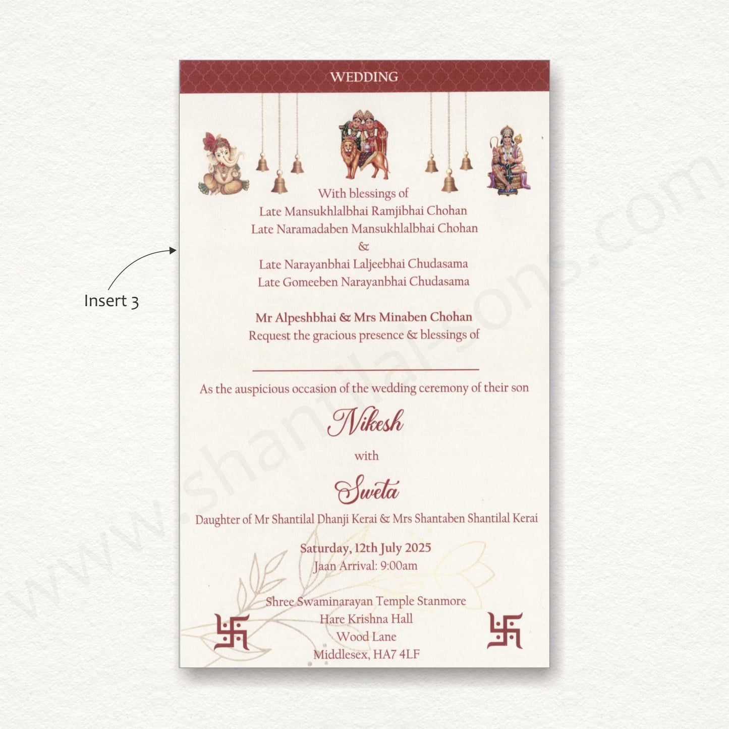 Designer Floral Wedding Invitation Card | SS -80154