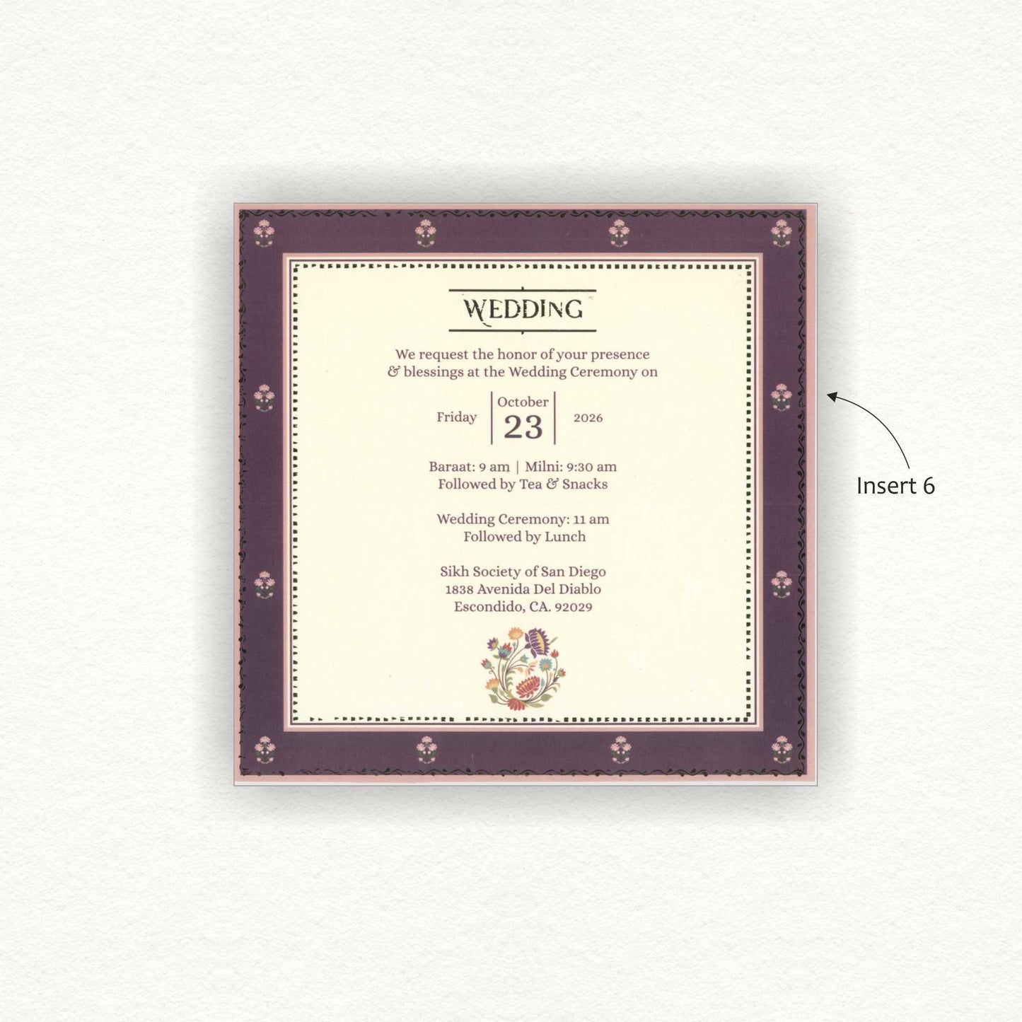 Elegant Floral Wedding Invitation CARD | SS-2013