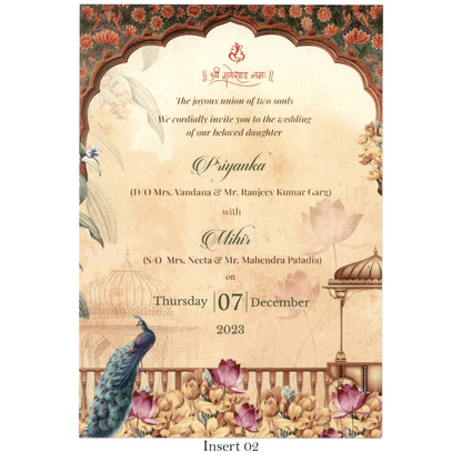 Pastel Theme Pichwai Wedding Card | SS - 8005
