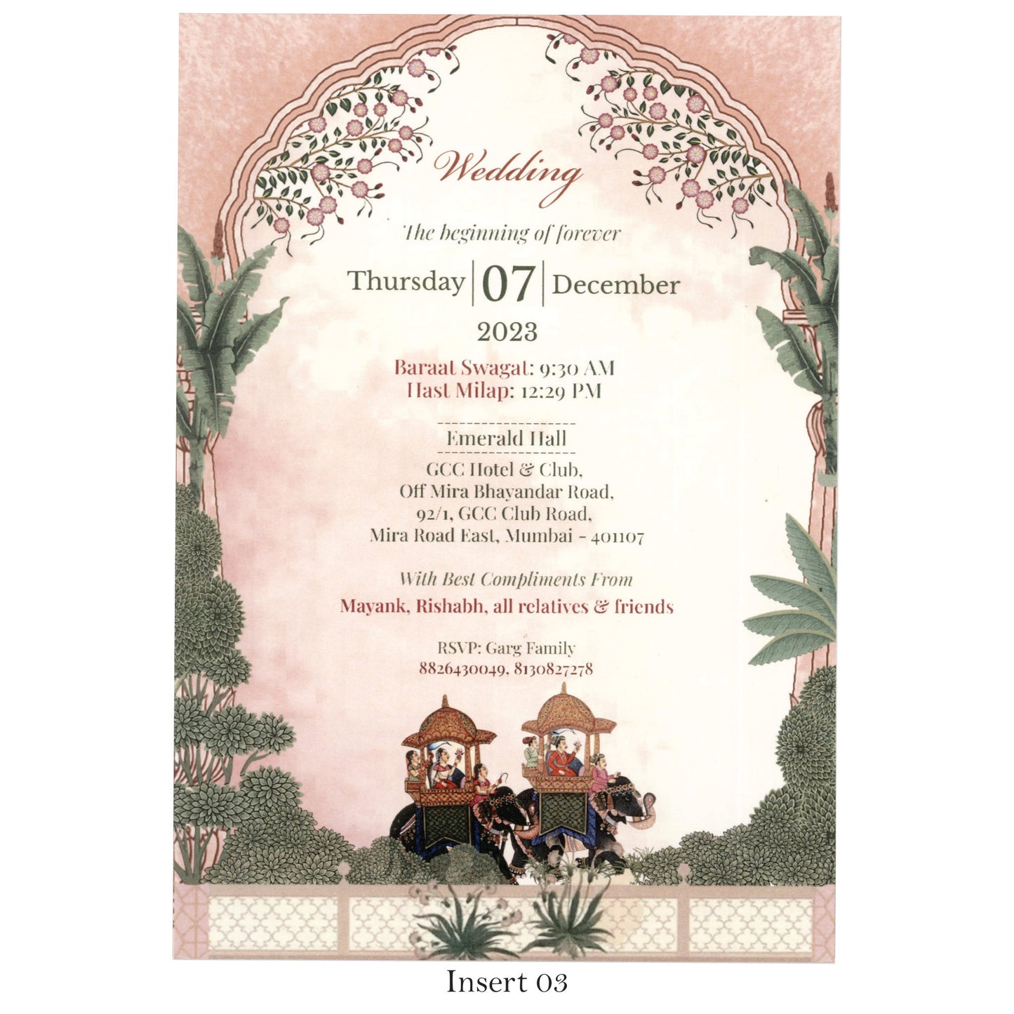 Pastel Theme Pichwai Wedding Card | SS - 8005