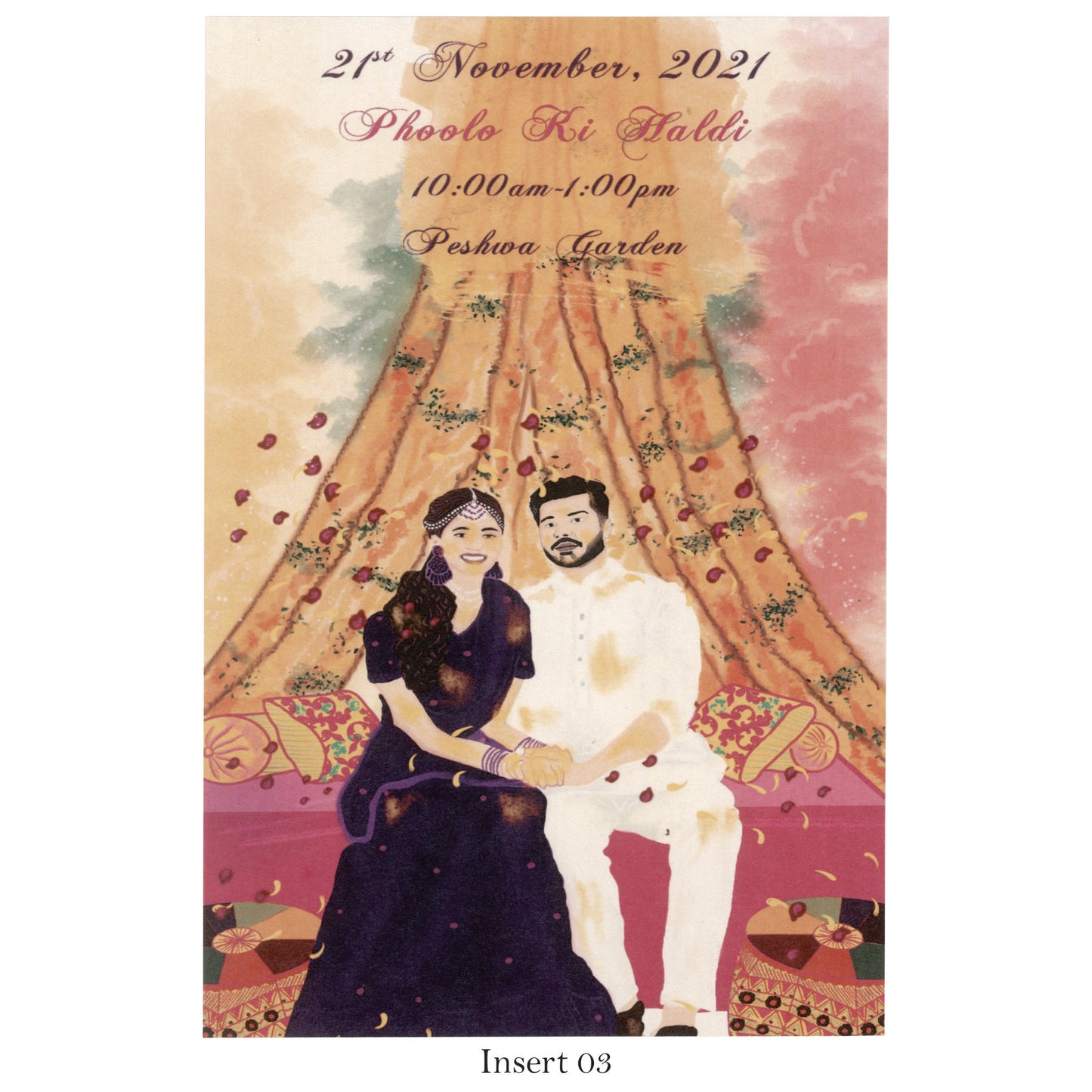 Designer Card: Inspired by Wedding Decor Theme and Bride-Groom Caricature | SS - 8033