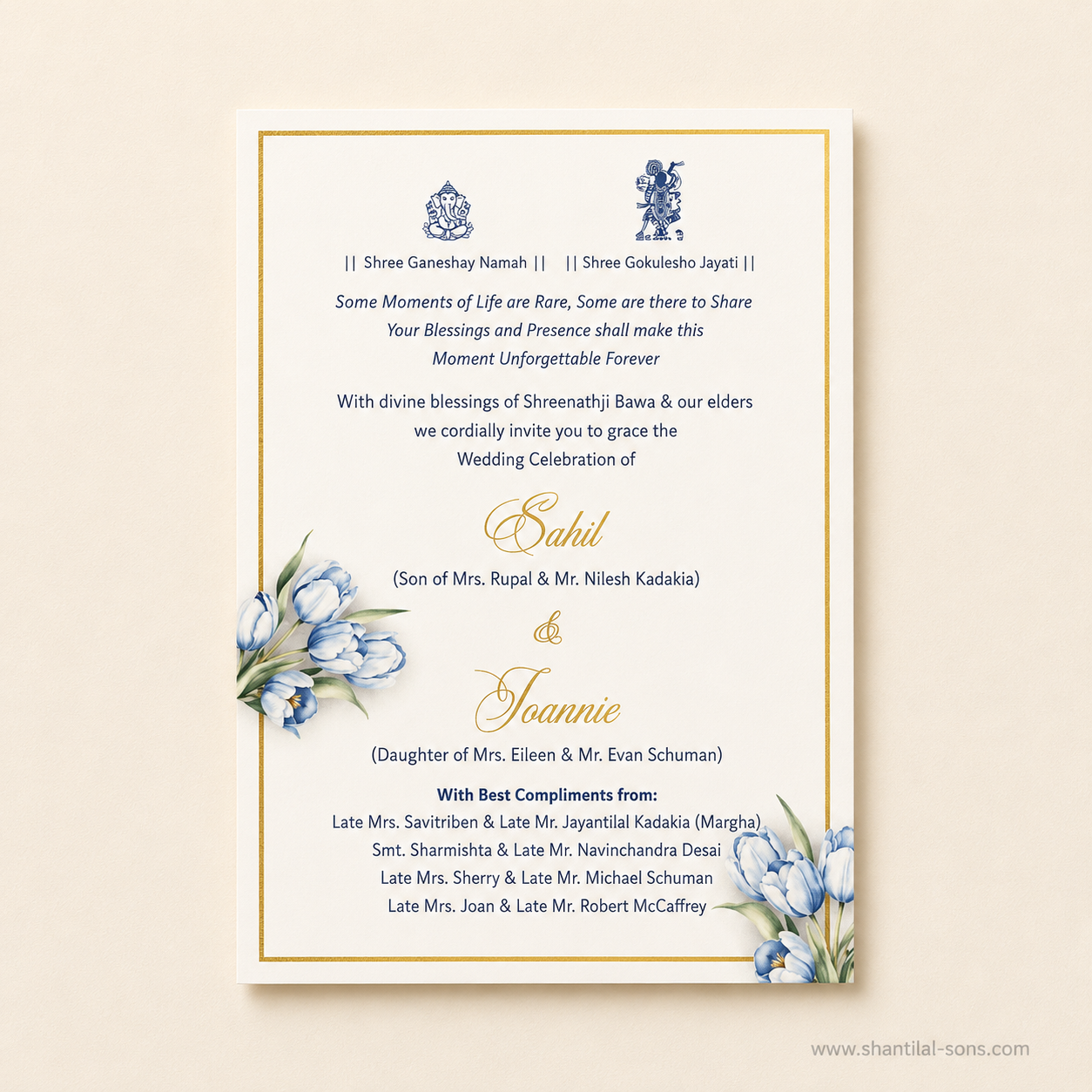 Elegant Floral Handmade Paper Wedding Invitation | SS - 2003