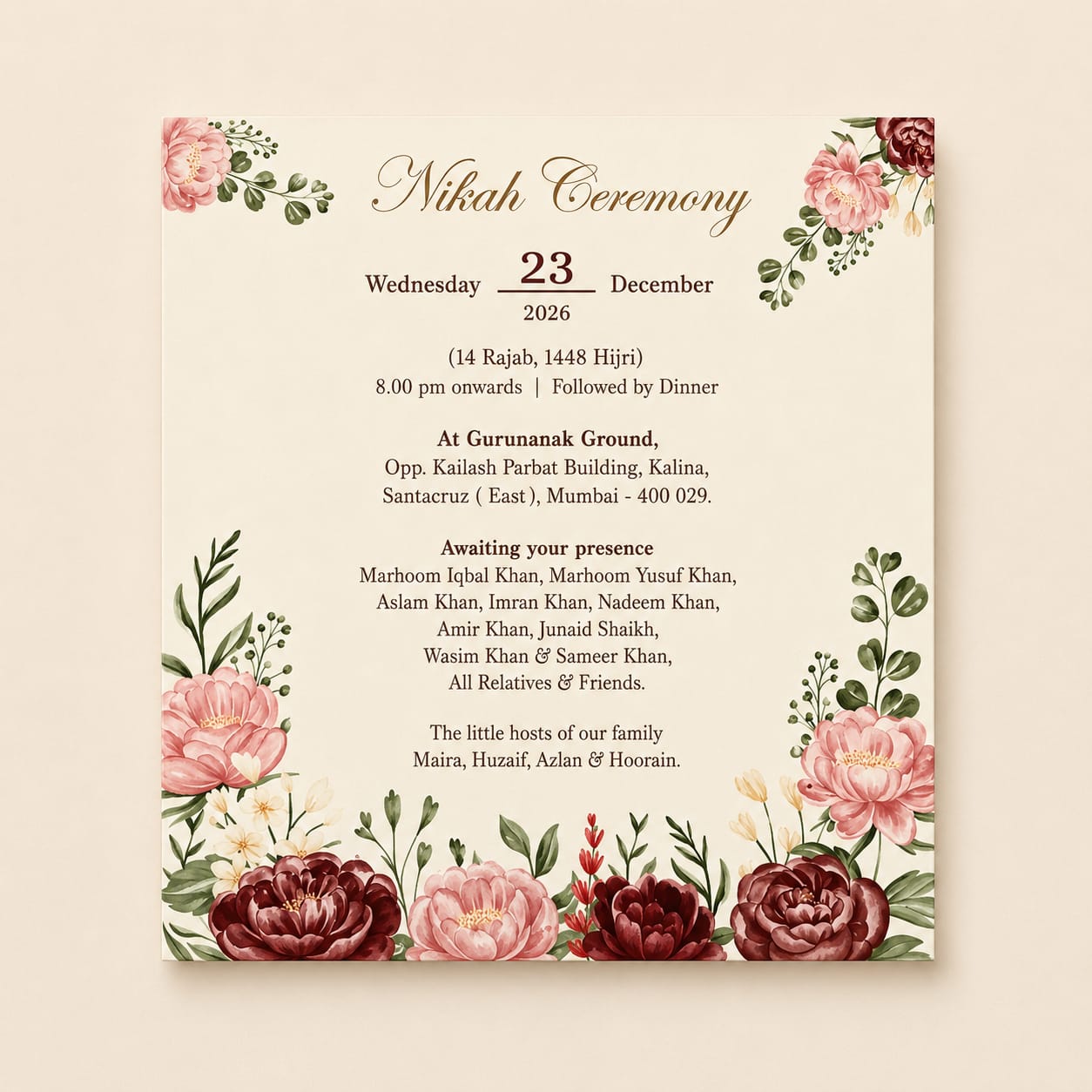Premium Floral Invitation |SS-2024