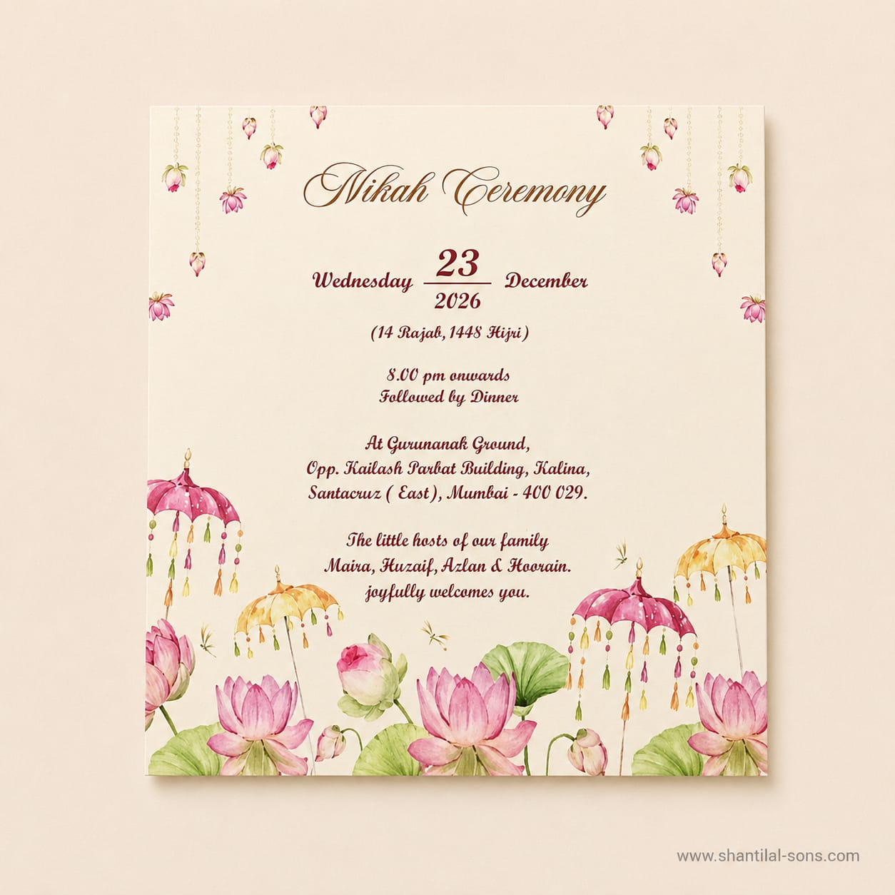 Pastel Lotus Wedding Invitation \SS-2028