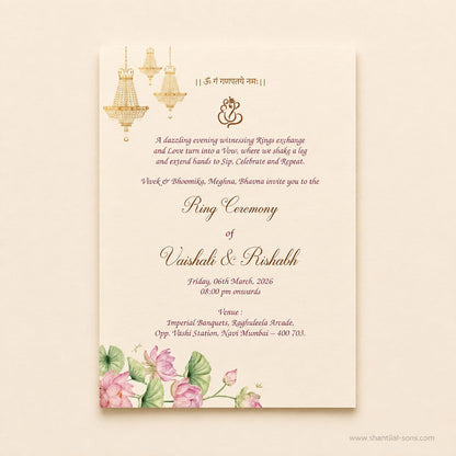 Watercolour Lotus Wedding Invitation |SS- 80174