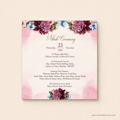 Watercolour Floral Wedding Invitation |SS-2029