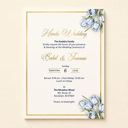 Elegant Floral Handmade Paper Wedding Invitation | SS - 2003