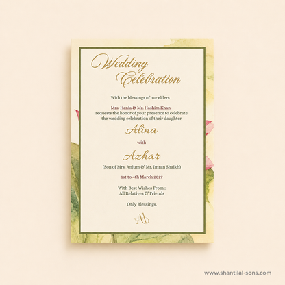 Watercolour Lotus Fold Wedding Invitation | SS- 2002