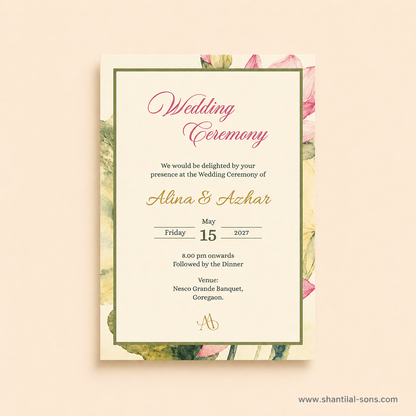 Watercolour Lotus Fold Wedding Invitation | SS- 2002
